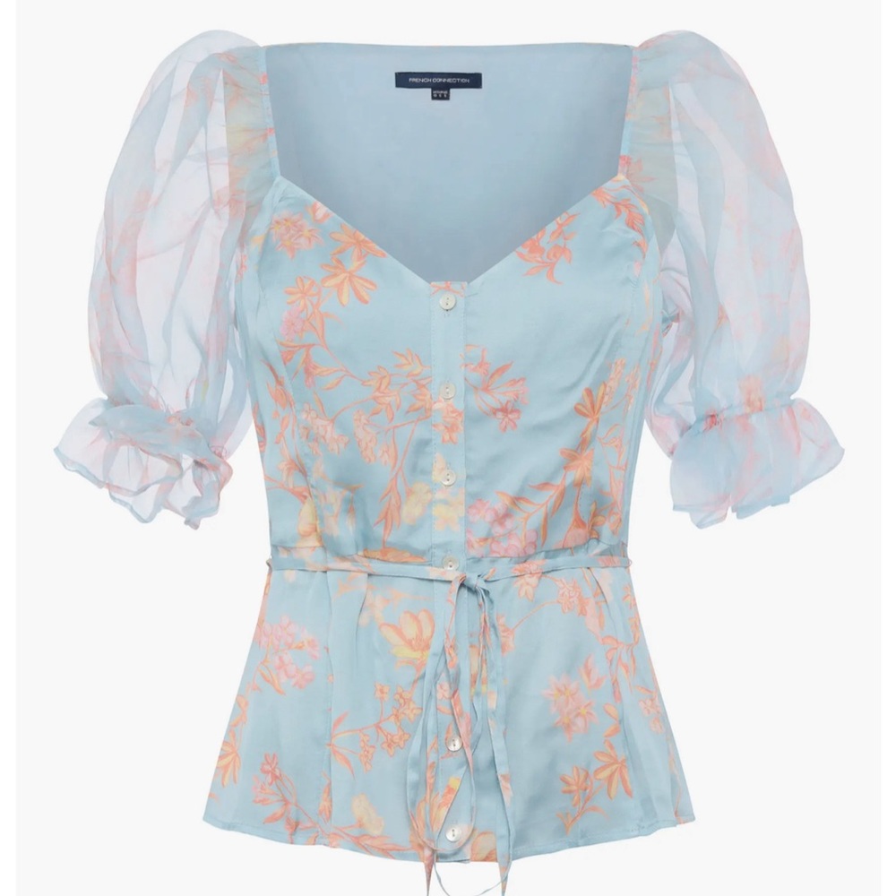 French Connection Elitan River Daisy Puff Sleeve Top